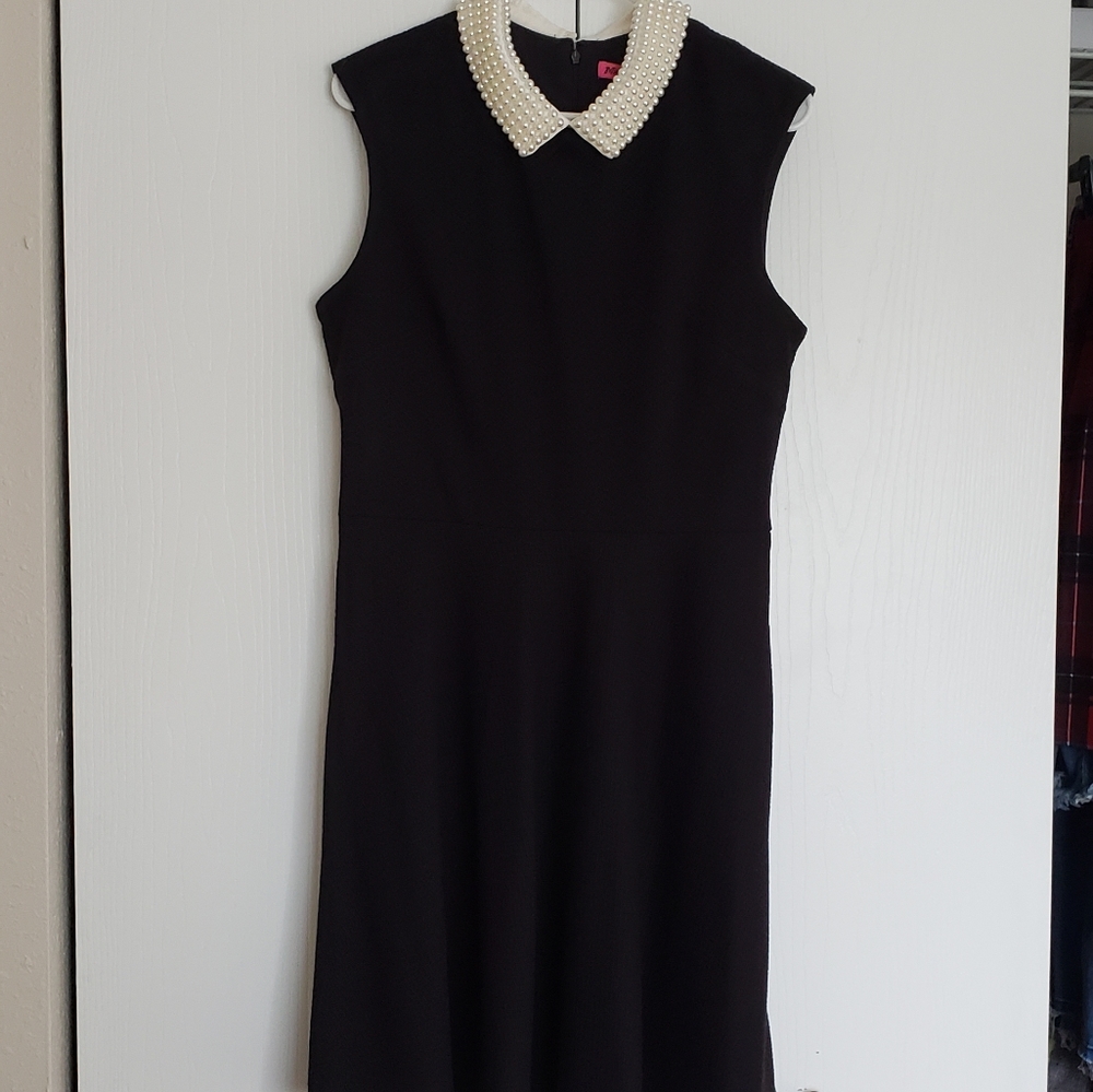 Betsey Johnson Pearl Collared Black Dress
